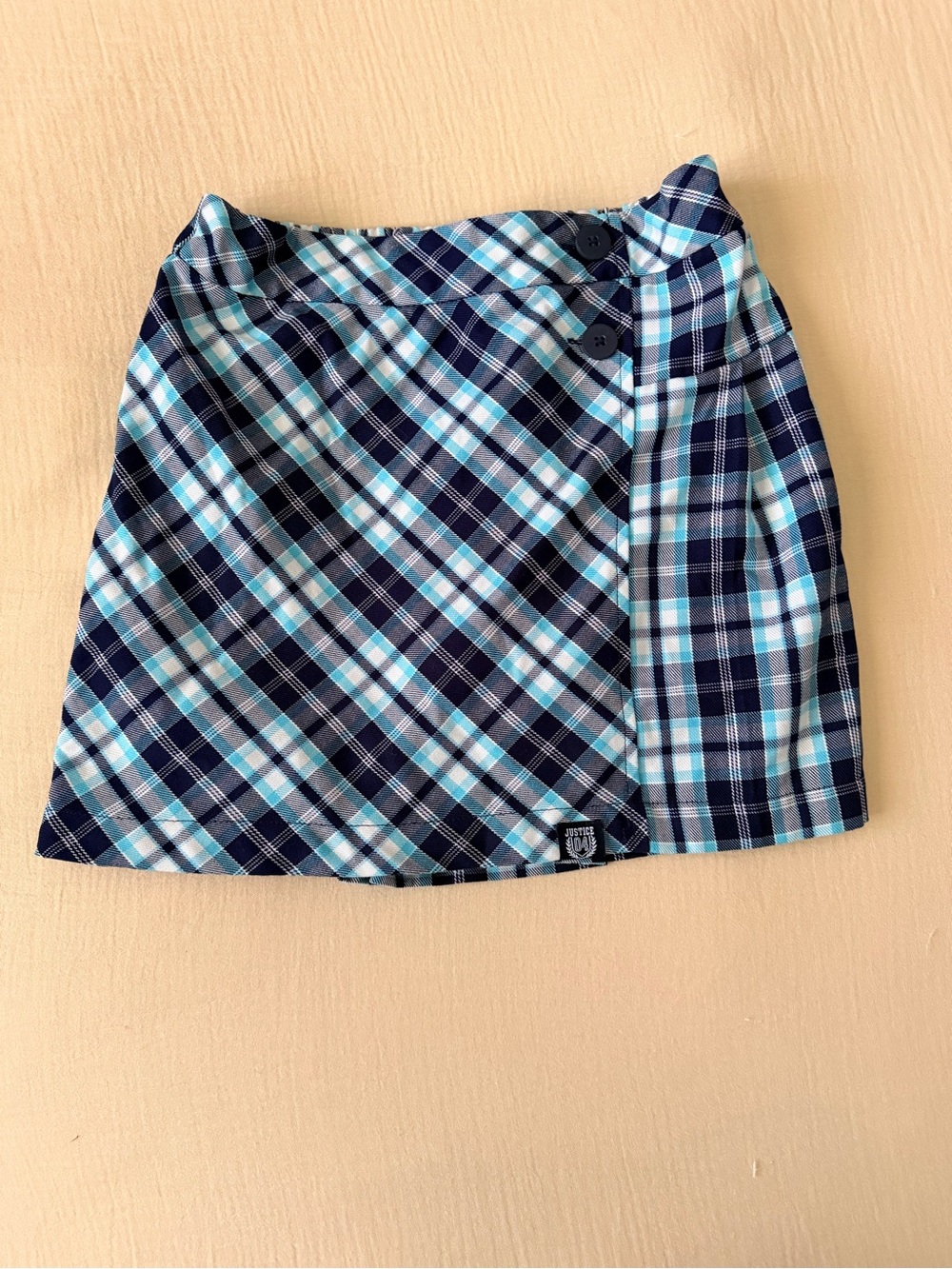 Justice Navy, Light Blue & Teal Plaid Skort